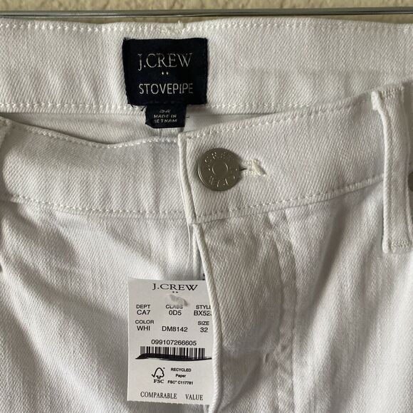 J.Crew Jeans Women 32 White Stovepipe High Rise Raw Hem Signature Stretch NWT - Picture 4 of 8